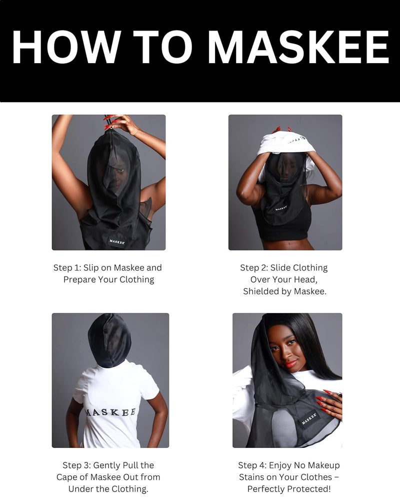 Maskey - Beauty Hood Ruby Rose Red – Makeup Protector Hood, Protects Hair and Make Up While Getting Dressed – Breathable and Washable Face Cover for Men and Women - All Ages and Gender (Red) - Image 2